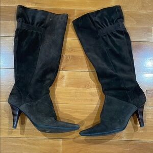 Brown Suede Knee-High Boots